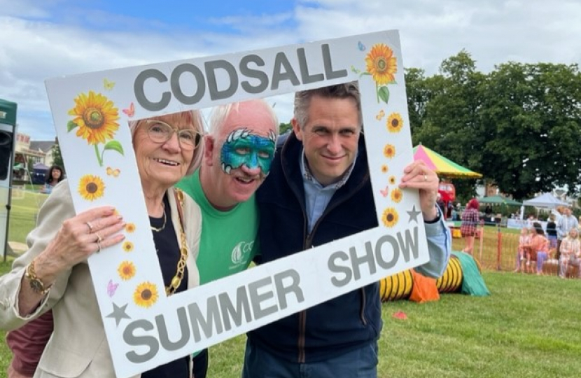 Sir Gavin Williamson opened the Codsall Summer Show and visited stalls run by local businesses.