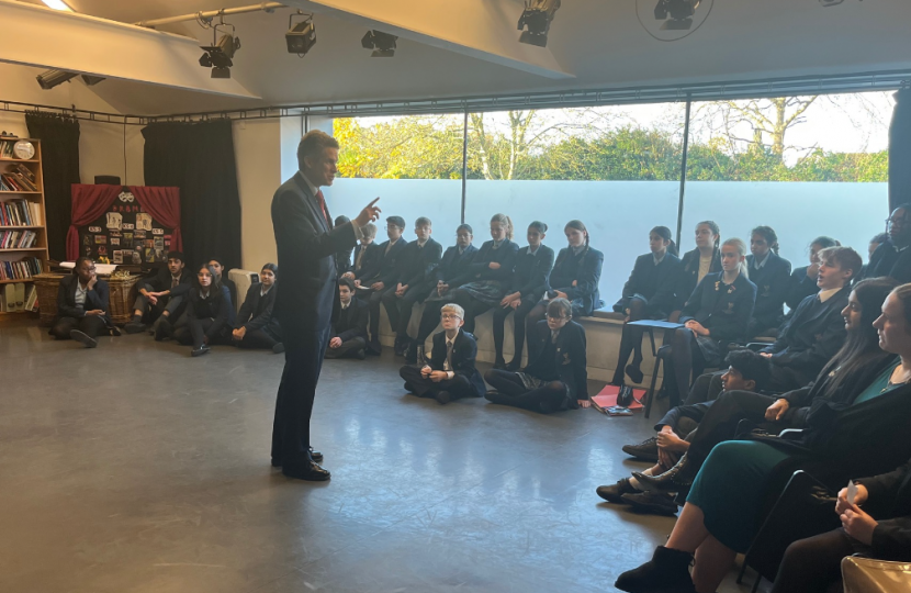 Sir Gavin Williamson gives a talk on parliamentary life to St Dominic's Students 