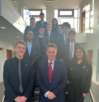 Sir Gavin Williamson is joined by members of St Dominic's Student Council