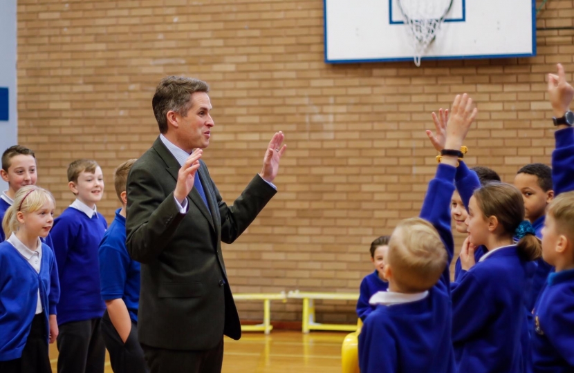 Gavin Williamson, MP for South Staffordshire, answering questions from Year 6 pupils