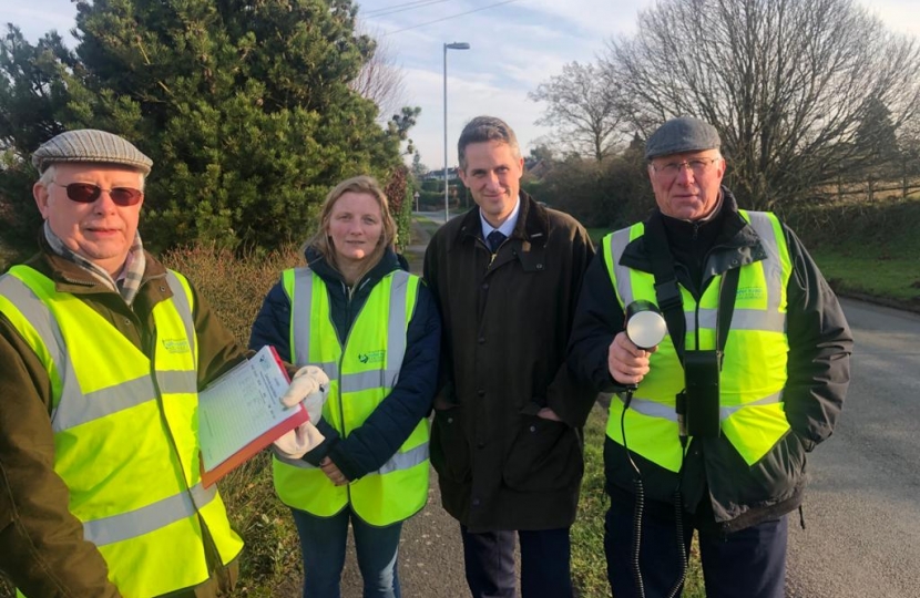 Gavin Williamson MP, with volunteers of the Lower Penn Community Speedwatch