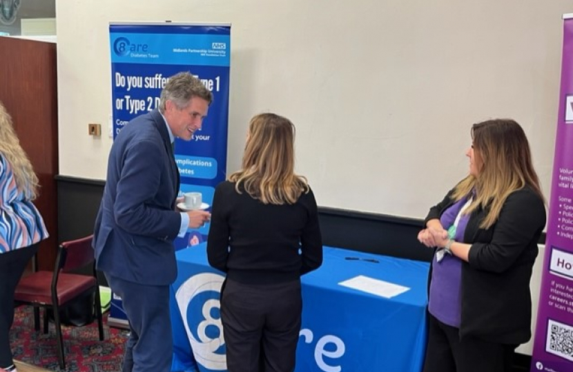 Sir Gavin Williamson met with volunteering organisations such as at this stand for Diabetes