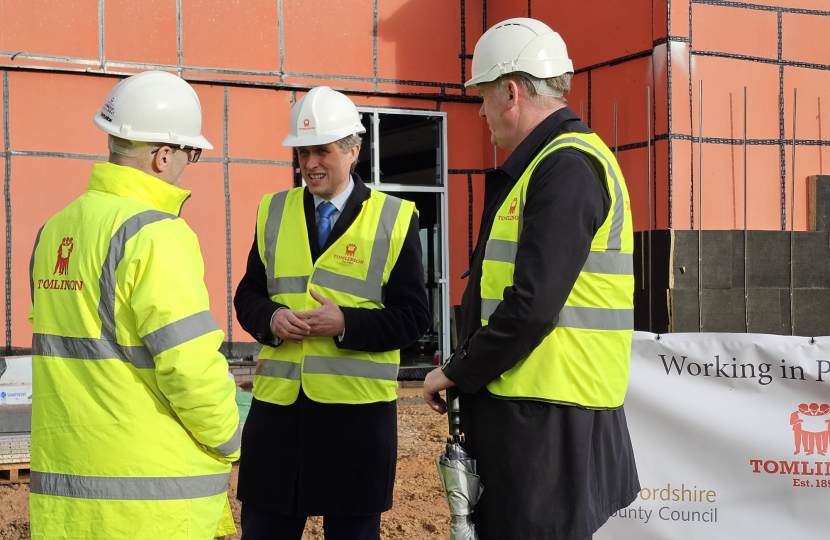 Sir Gavin Williamson is joined by Chris Flint, Managing Director of GF Tomlinson, and Jonathan Price, Staffordshire County Councillor