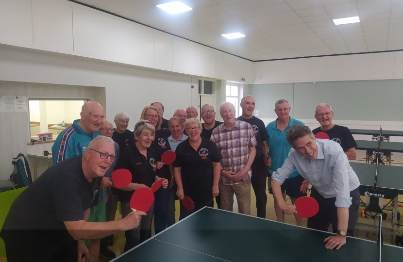 Sir Gavin Williamson visited Cheslyn Hay Table Tennis Club's Bat and Chat event. 