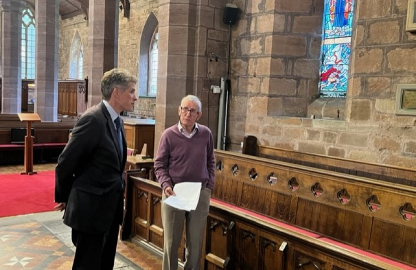 Sir Gavin Williamson has voiced his support for efforts to save the roof of a historic church in Brewood. 