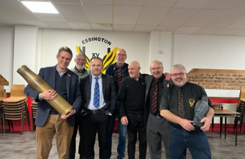 Sir Gavin Williamson is joined by the President of Essington Rugby Club, David Brawn, among others