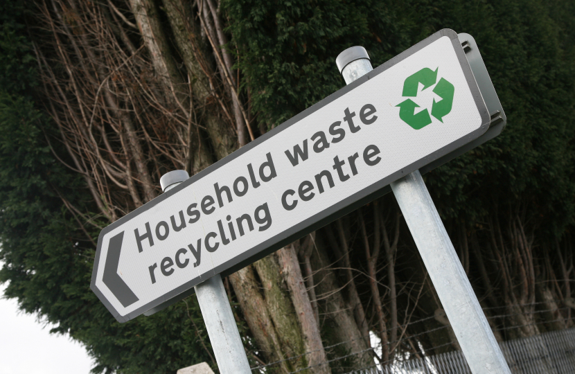 Household waste recycling centre sign