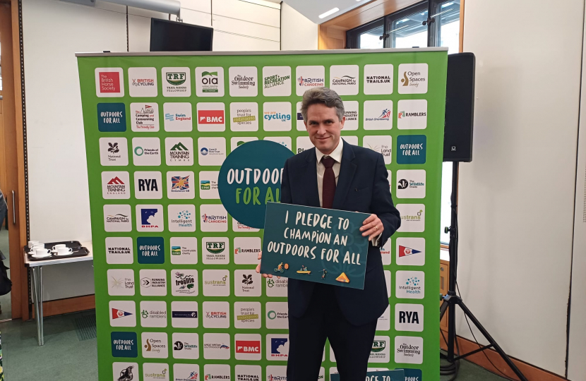 Sir Gavin Williamson attending the parliamentary event with the charity Outdoors for All