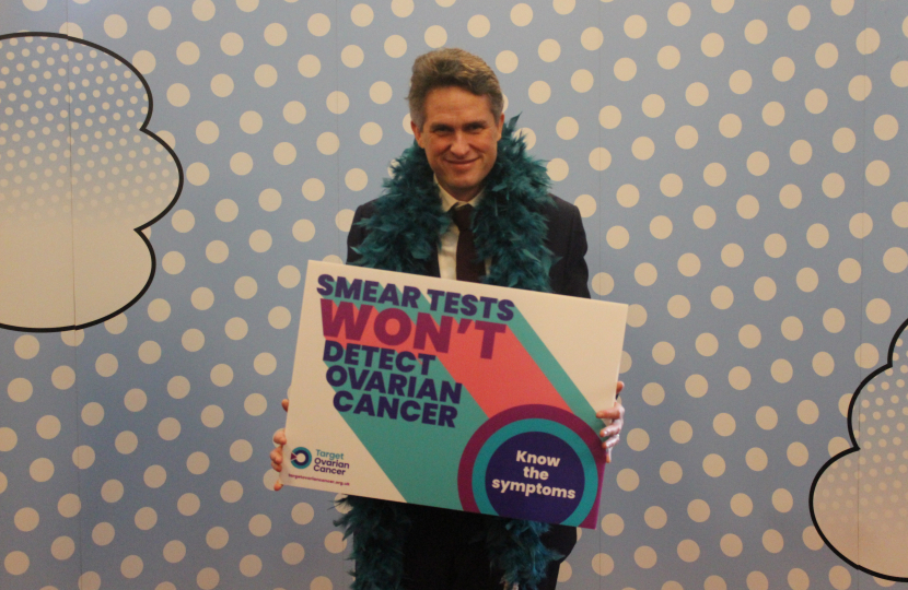 Sir Gavin Williamson attending the parliamentary event with Target Ovarian Cancer