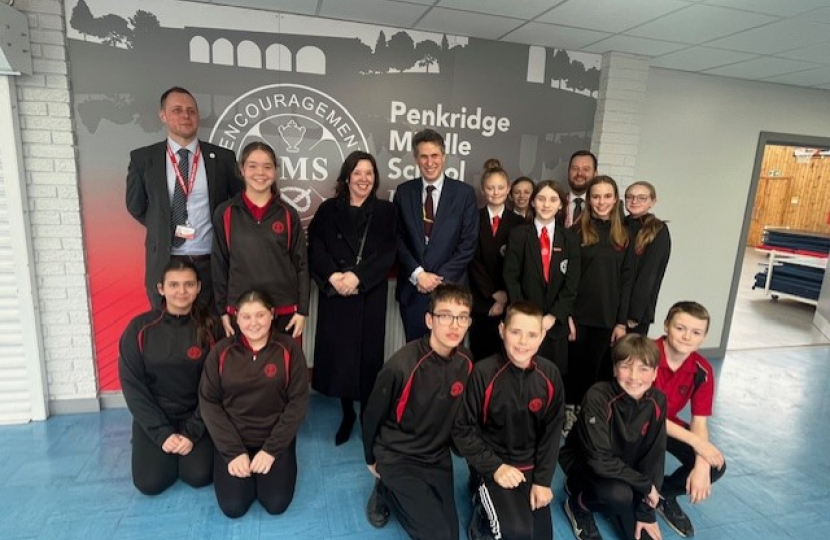 Sir Gavin Williamson visited Penkridge Middle School alongside the Children's Commissioner. 