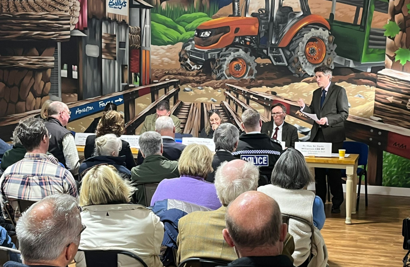 Sir Gavin Williamson is joined on a panel with representatives from the National Farmers Union and the Police