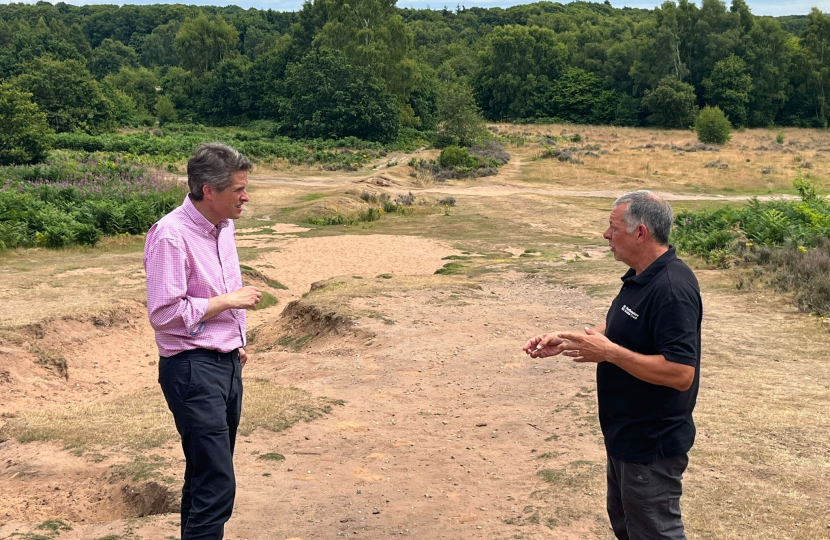 Sir Gavin Williamson MP (L) with Gary Pascoe, Staffordshire Wildlife Trust's Highgate Common Officer