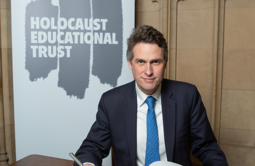 Sir Gavin Williamson MP signing the Holocaust Educational Trust Book of Commitment