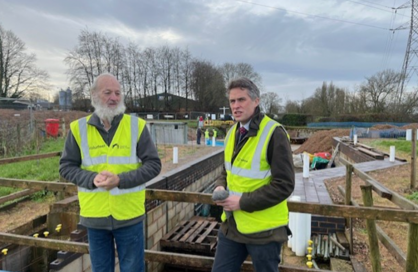 Sir Gavin Williamson is joined by volunteers from the Stafford Riverway Link project