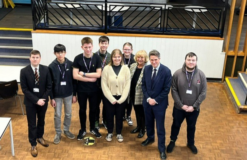 Sir Gavin Williamson visited Walton High School in Stafford and spoke with students about their new mental health app.