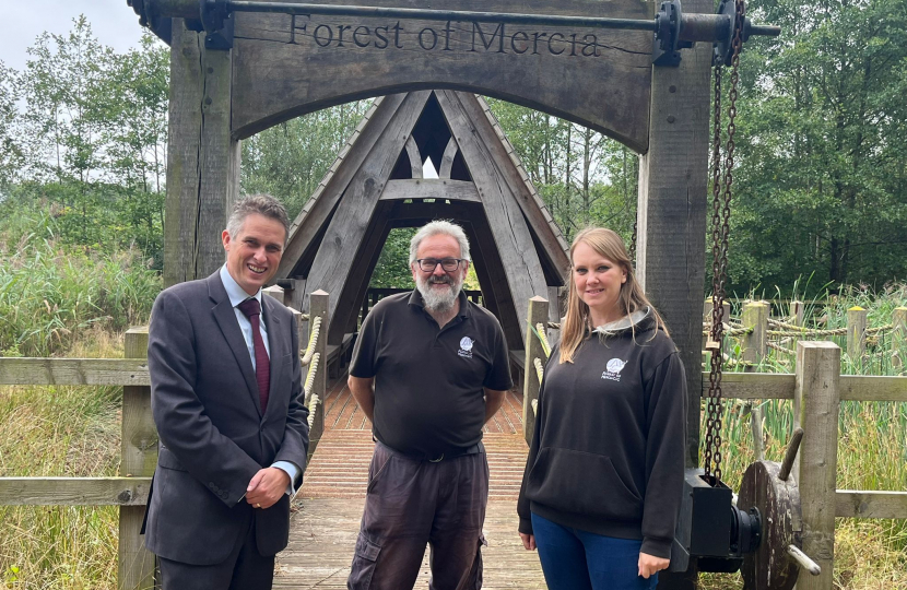 Sir Gavin Williamson MP at the Forest of Mercia with the site's directors