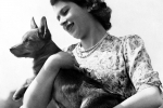 Photo of Young Queen Elizabeth II with a Corgi