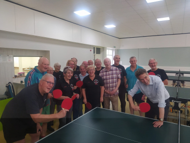 Sir Gavin Williamson visited Cheslyn Hay Table Tennis Club's Bat and Chat event. 