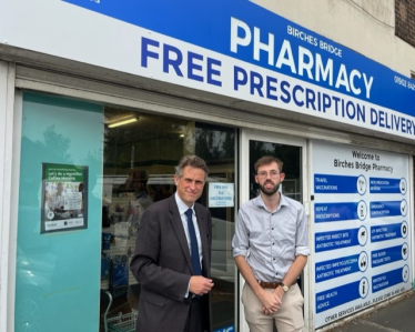 Sir Gavin Williamson met with local pharmacy owner James Laycock from Codsall to discuss the new initiative