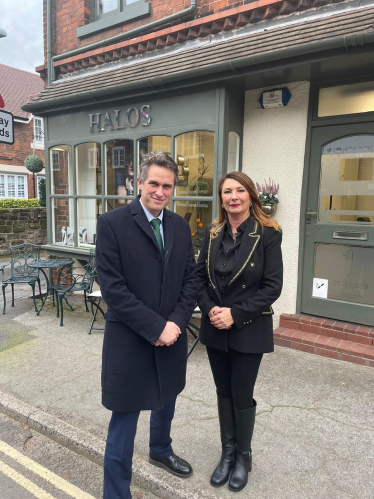 Sir Gavin Williamson, MP for South Staffordshire, recently visited HALOS hair salon in Pattingham. Sir Gavin met with Catherine Russell, owner of HALOS, to discuss her work and her future plans to grow the business. Catherine Russell said: “It has been great to open HALOS and have such a positive reception from everyone in Pattingham, and my thanks to Sir Gavin for taking the time to visit. The salon still has chairs open for a hair stylist and a nail technician – anyone interested can get in touch with me 