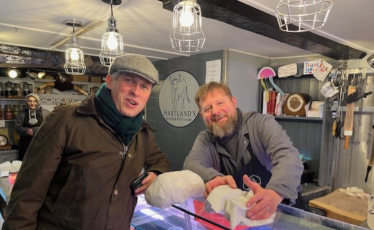 Sir Gavin Williamson visiting Hartland's Master Butchers in Kinver