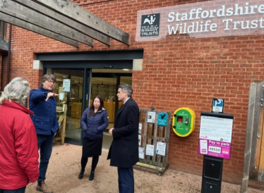 Sir Gavin Williamson is joined by members of Staffordshire Wildlife Trust outside the Wolseley Centre